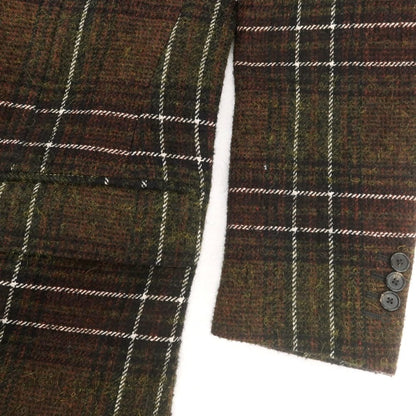 【中古】サル プリヴェ SALLE PRIVEE ウールポリエステル チェック ダブルブレストコート ブラックxオリーブ系【 48 】【 状態ランクA 】【 メンズ 】