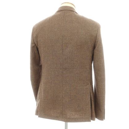 【中古】ラルディーニ LARDINI ウール チェック テーラードジャケット ライトブラウンxネイビー【 48 】【 状態ランクA 】【 メンズ 】