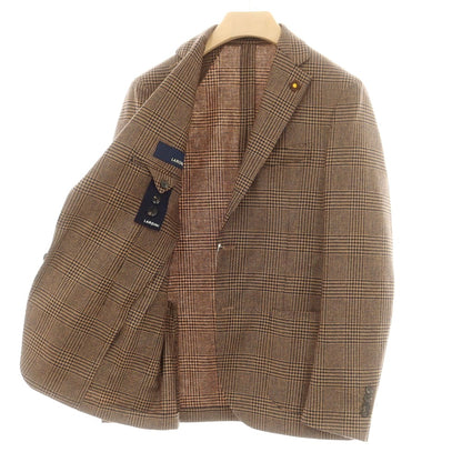 【中古】ラルディーニ LARDINI ウール チェック テーラードジャケット ライトブラウンxネイビー【 48 】【 状態ランクA 】【 メンズ 】