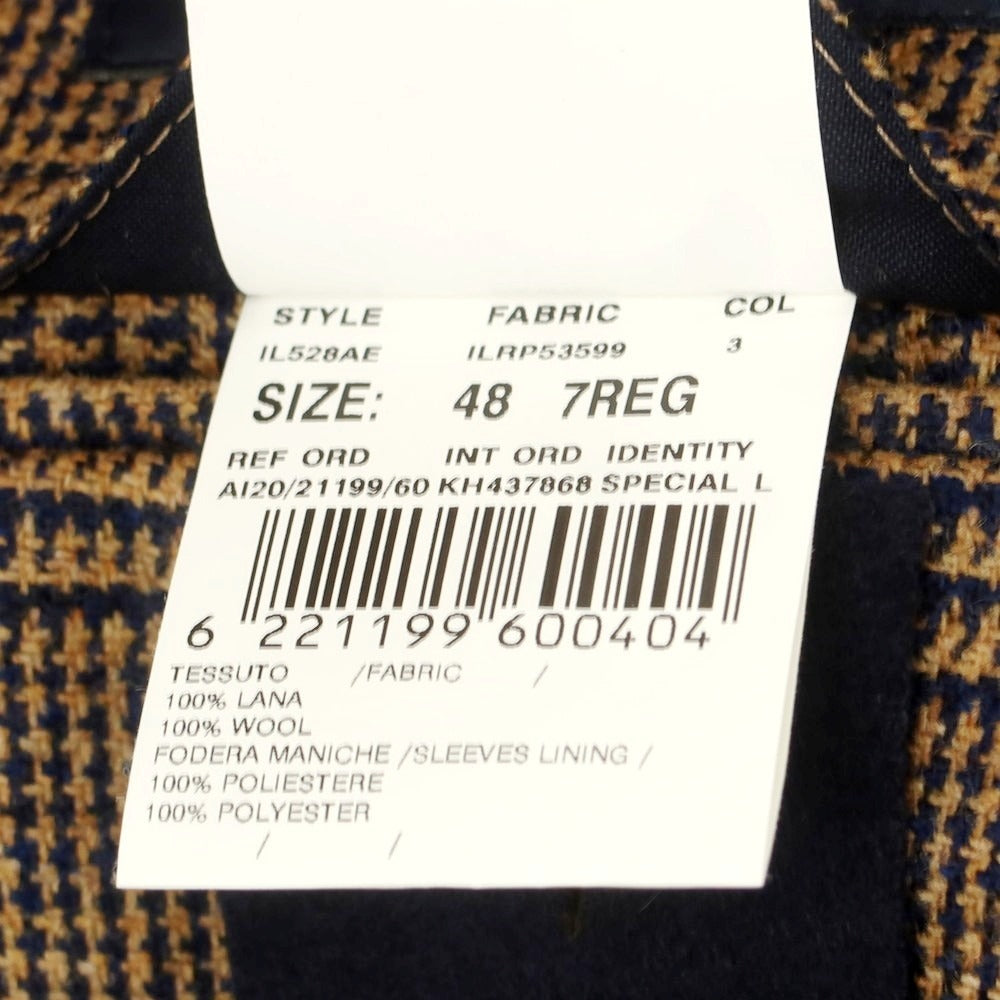 【中古】ラルディーニ LARDINI ウール チェック テーラードジャケット ライトブラウンxネイビー【 48 】【 状態ランクA 】【 メンズ 】