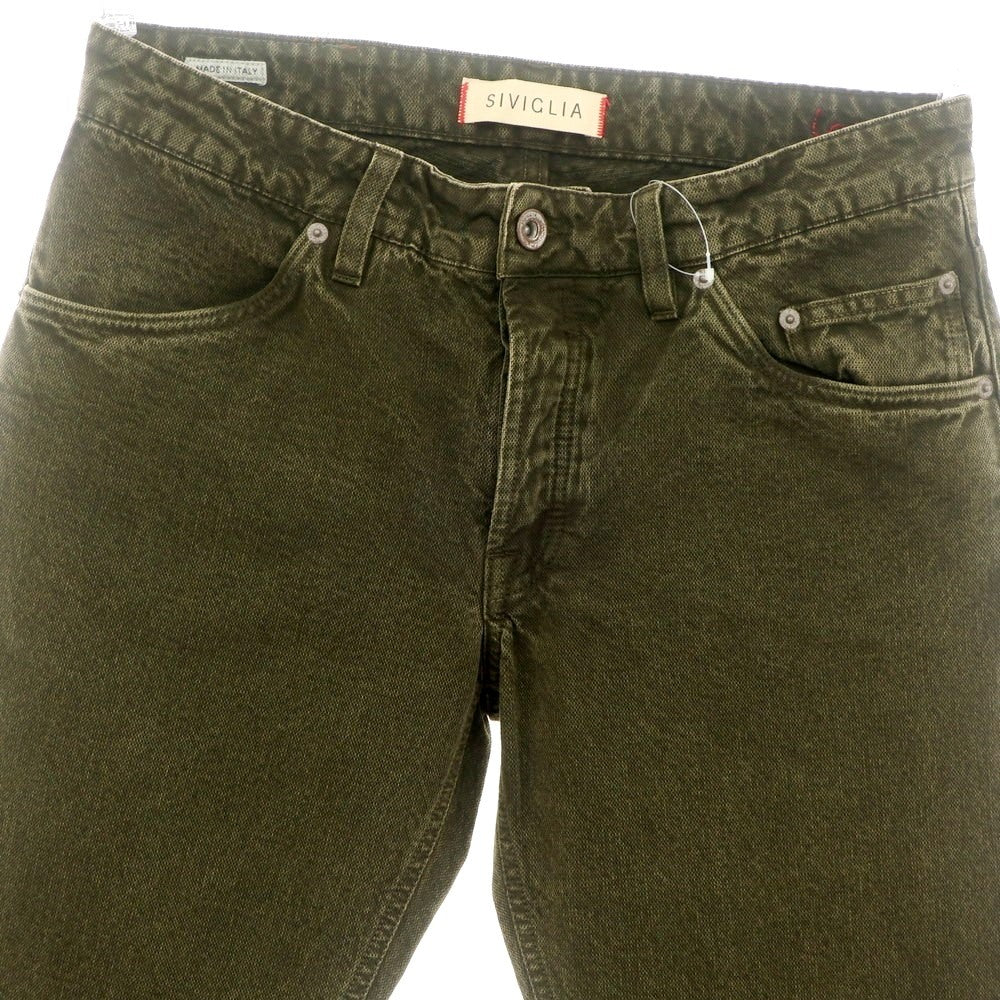 【中古】シビリア SIVIGLIA コットン 5ポケットパンツ オリーブ【 32 】【 状態ランクA 】【 メンズ 】