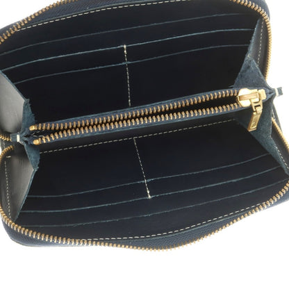 【中古】革蛸 カワタコ kawatako レザー ジップアラウンド 長財布 ネイビー【 状態ランクB 】【 メンズ 】