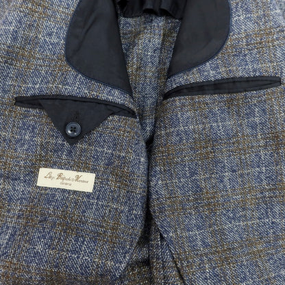 【中古】ルイジ ビアンキ マントヴァ Luigi Bianchi Mantova ウールポリエステル チェック テーラードジャケット ネイビーxブラウン系【 48 】【 状態ランクB 】【 メンズ 】