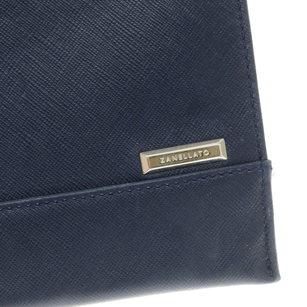 【中古】ザネラート ZANELLATO 型押しレザー クラッチバッグ ネイビー【 状態ランクC 】【 メンズ 】[EPD]