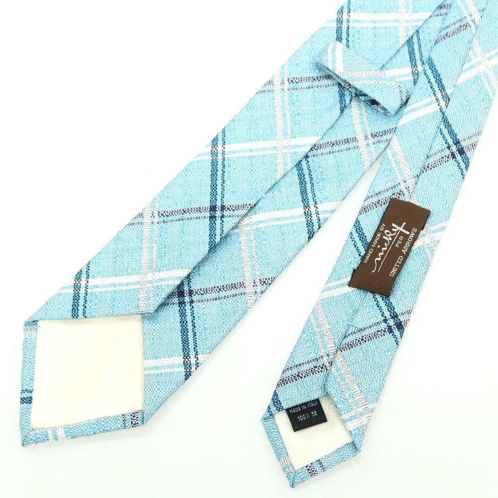 【中古】ニッキー nicky UNITED ARROWS別注 シルク チェック柄ネクタイ ミントブルーxホワイト【 状態ランクA 】【 メンズ 】