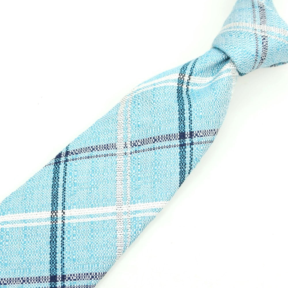【中古】ニッキー nicky UNITED ARROWS別注 シルク チェック柄ネクタイ ミントブルーxホワイト【 状態ランクA 】【 メンズ 】