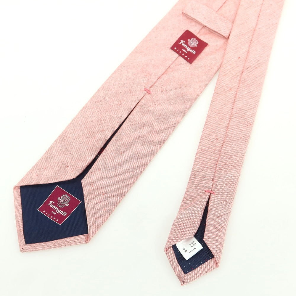 【中古】フマガッリ Fumagalli リネンコットン 無地ネクタイ ピンク系【 状態ランクB 】【 メンズ 】