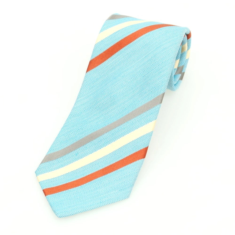 [Used] Stefano Bigi Silk Linen Striped Necktie Light Blue x Orange [Condition Rank A] [Men&