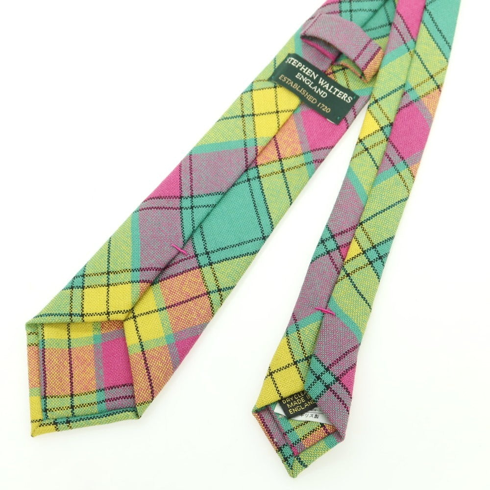 [Used] Stephen Walters Wool Checkered Tie Green x Yellow [Condition Rank A] [Men&