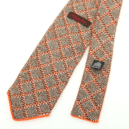 [Used] FIORIO Cashmere Double Face Knit Tie Orange x Brown [Condition Rank C] [Men&