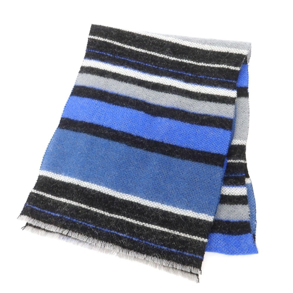 【中古】ファリエロサルティ Faliero Sarti アンゴラウール系 ボーダー マフラー ブルーxブラック【 状態ランクB 】【 メンズ 】