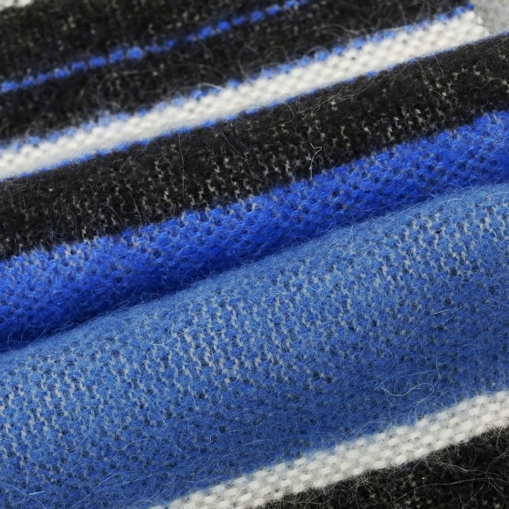 【中古】ファリエロサルティ Faliero Sarti アンゴラウール系 ボーダー マフラー ブルーxブラック【 状態ランクB 】【 メンズ 】