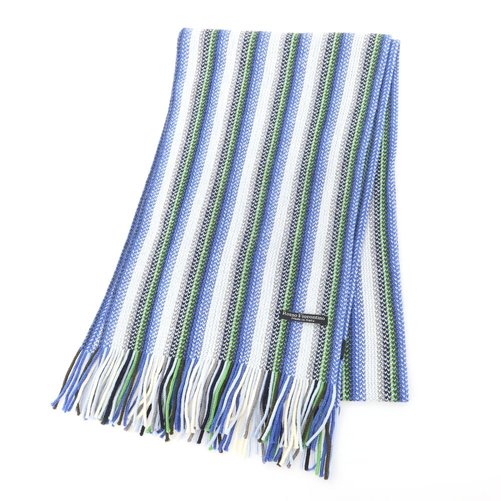【中古】ロッソフィオレンティーノ Rosso Fiorentino ウール ストライプ マフラー ブルーxグリーン【 － 】【 状態ランクB 】【 メンズ 】