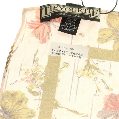 【中古】タイユアタイ TIE YOUR TIE コットン バタフライプリント ポケットチーフ ライトサーモンピンクxオーカー【 状態ランクA 】【 メンズ 】
