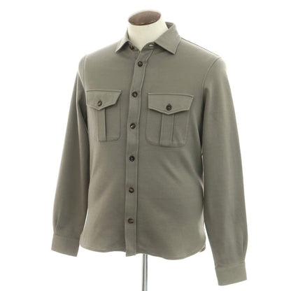 【新品】フィリッポ デ ローレンティス FILIPPO DE LAURENTIIS  コットンナイロン ジャージー カジュアルシャツ カーキグレー【 50 】【 状態ランクN 】【 メンズ 】