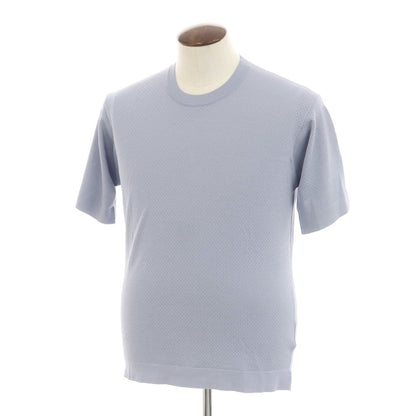 【新品】フィリッポ デ ローレンティス FILIPPO DE LAURENTIIS  レーヨンナイロン クルーネック 半袖 プルオーバーニット ブルーグレー【 50 】【 状態ランクN 】【 メンズ 】