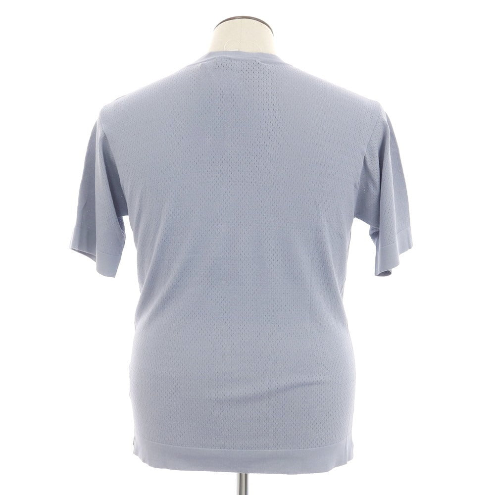 【新品】フィリッポ デ ローレンティス FILIPPO DE LAURENTIIS  レーヨンナイロン クルーネック 半袖 プルオーバーニット ブルーグレー【 50 】【 状態ランクN 】【 メンズ 】