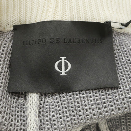 【新品】フィリッポ デ ローレンティス FILIPPO DE LAURENTIIS  コットン リブ ニット イージーパンツ グレーxホワイト【 50 】【 状態ランクN 】【 メンズ 】