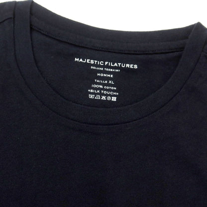 【新品】マジェスティック フィラチュール オム MAJESTIC FILATURES HOMME コットン クルーネック 半袖Ｔシャツ ダークネイビー【 XL 】【 状態ランクN 】【 メンズ 】