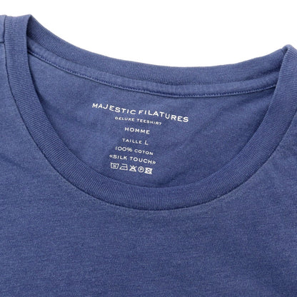 【新品】マジェスティック フィラチュール オム MAJESTIC FILATURES HOMME コットン クルーネック 半袖Ｔシャツ ダークブルー系【 L 】【 状態ランクN 】【 メンズ 】