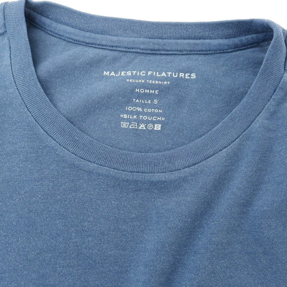 【新品】マジェスティック フィラチュール オム MAJESTIC FILATURES HOMME コットン クルーネック 半袖Ｔシャツ ダルブルー【 S 】【 状態ランクN 】【 メンズ 】