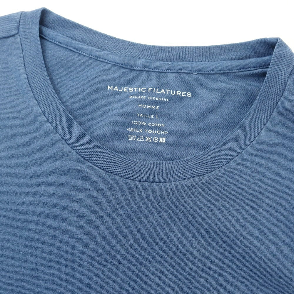 【新品】マジェスティック フィラチュール オム MAJESTIC FILATURES HOMME コットン クルーネック 半袖Ｔシャツ ダルブルー【 L 】【 状態ランクN 】【 メンズ 】