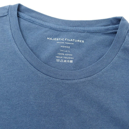 【新品】マジェスティック フィラチュール オム MAJESTIC FILATURES HOMME コットン クルーネック 半袖Ｔシャツ ダルブルー【 L 】【 状態ランクN 】【 メンズ 】