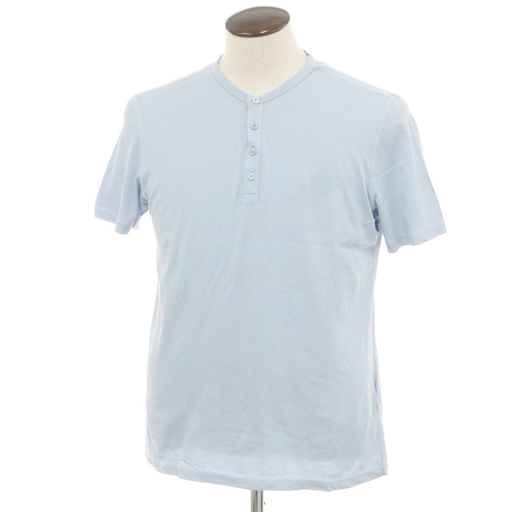 [New] MAJESTIC FILATURES HOMME Cotton Henley Neck Short Sleeve T-Shirt Light Blue [L] [Condition Rank N] [Men&