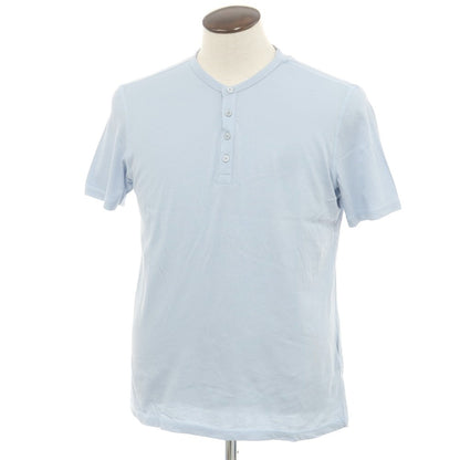 [New] MAJESTIC FILATURES HOMME Cotton Henley Neck Short Sleeve T-Shirt Light Blue [L] [Condition Rank N] [Men&