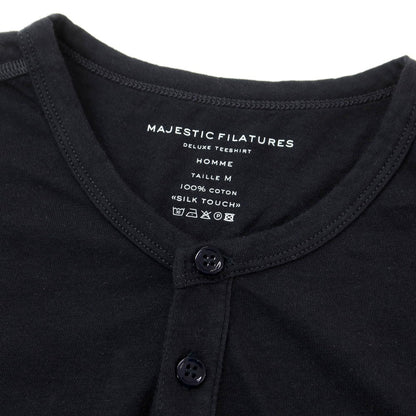 【新品】マジェスティック フィラチュール オム MAJESTIC FILATURES HOMME コットン ヘンリーネック 半袖Ｔシャツ ダークネイビー【 M 】【 状態ランクN 】【 メンズ 】