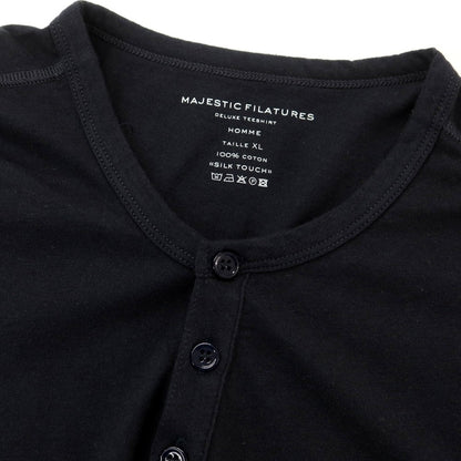 【新品】マジェスティック フィラチュール オム MAJESTIC FILATURES HOMME コットン ヘンリーネック 半袖Ｔシャツ ダークネイビー【 XL 】【 状態ランクN 】【 メンズ 】