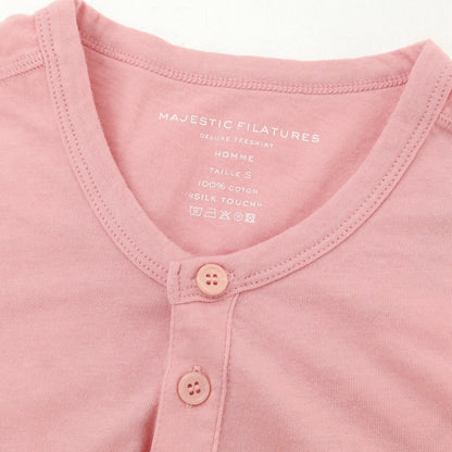 【新品】マジェスティック フィラチュール オム MAJESTIC FILATURES HOMME コットン ヘンリーネック 半袖Ｔシャツ ピンク【 S 】【 状態ランクN 】【 メンズ 】