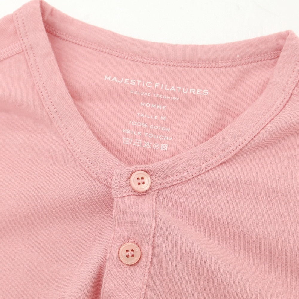 [New] MAJESTIC FILATURES HOMME Cotton Henley Neck Short Sleeve T-Shirt Pink [M] [Condition Rank N] [Men&