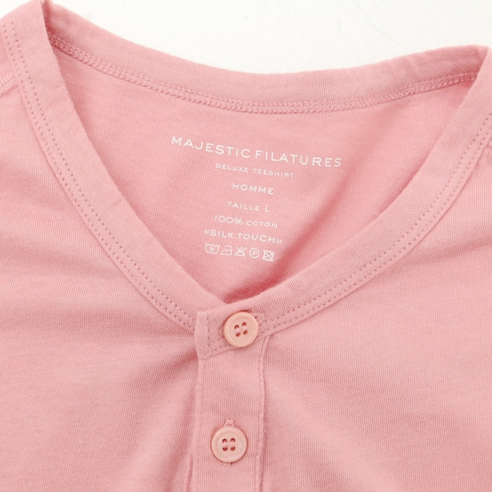 【新品】マジェスティック フィラチュール オム MAJESTIC FILATURES HOMME コットン ヘンリーネック 半袖Ｔシャツ ピンク【 L 】【 状態ランクN 】【 メンズ 】
