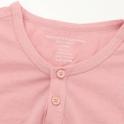 【新品】マジェスティック フィラチュール オム MAJESTIC FILATURES HOMME コットン ヘンリーネック 半袖Ｔシャツ ピンク【 XL 】【 状態ランクN 】【 メンズ 】