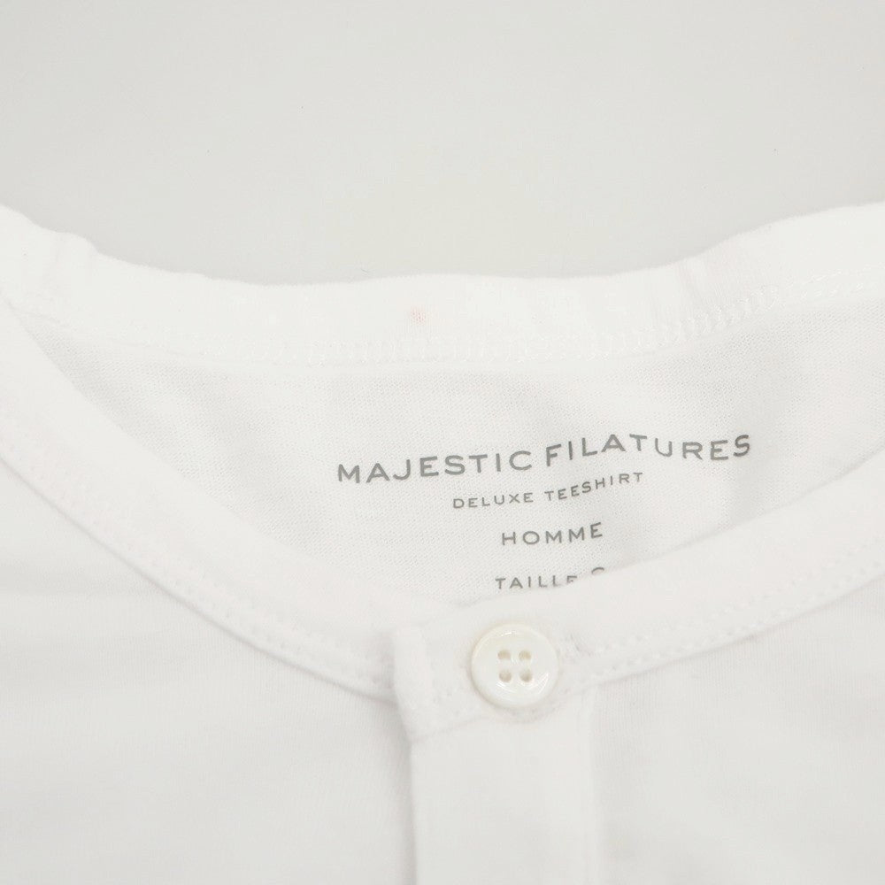 [New] MAJESTIC FILATURES HOMME Cotton Henley Neck Short Sleeve T-Shirt White [S] [Condition Rank N] [Men&