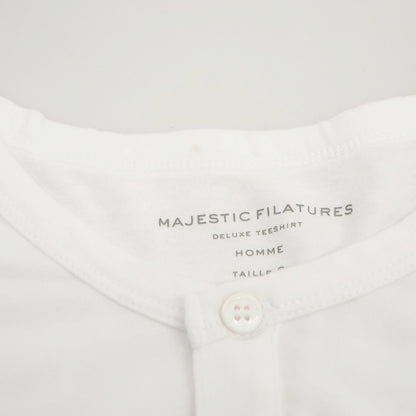 [New] MAJESTIC FILATURES HOMME Cotton Henley Neck Short Sleeve T-Shirt White [S] [Condition Rank N] [Men&