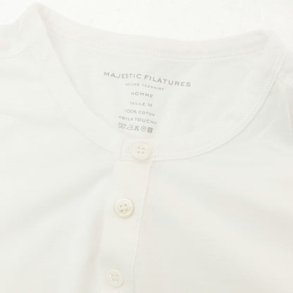 【新品】マジェスティック フィラチュール オム MAJESTIC FILATURES HOMME コットン ヘンリーネック 半袖Ｔシャツ ホワイト【 M 】【 状態ランクN 】【 メンズ 】