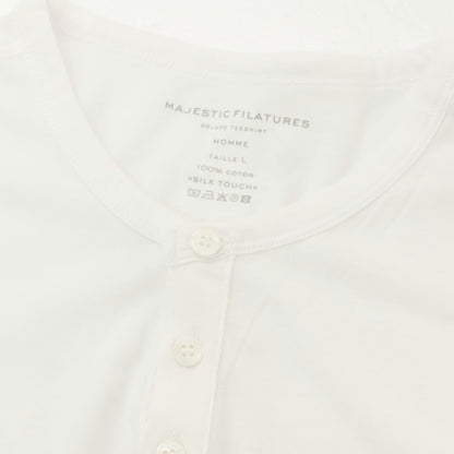 【新品】マジェスティック フィラチュール オム MAJESTIC FILATURES HOMME コットン ヘンリーネック 半袖Ｔシャツ ホワイト【 L 】【 状態ランクN 】【 メンズ 】