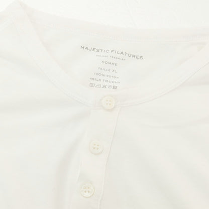 【新品】マジェスティック フィラチュール オム MAJESTIC FILATURES HOMME コットン ヘンリーネック 半袖Ｔシャツ ホワイト【 XL 】【 状態ランクN 】【 メンズ 】