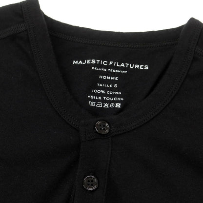 【新品】マジェスティック フィラチュール オム MAJESTIC FILATURES HOMME コットン ヘンリーネック 半袖Ｔシャツ ブラック【 S 】【 状態ランクN 】【 メンズ 】