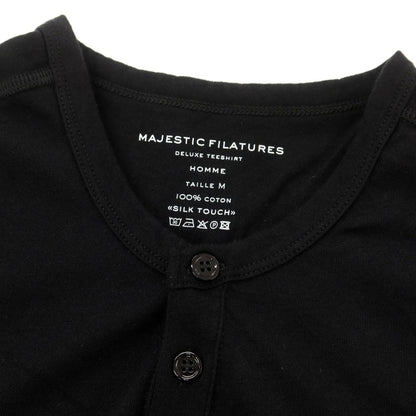 [New] MAJESTIC FILATURES HOMME Cotton Henley Neck Short Sleeve T-Shirt Black [M] [Condition Rank N] [Men&