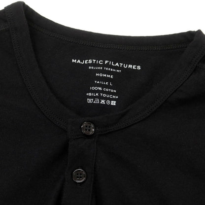 【新品】マジェスティック フィラチュール オム MAJESTIC FILATURES HOMME コットン ヘンリーネック 半袖Ｔシャツ ブラック【 L 】【 状態ランクN 】【 メンズ 】