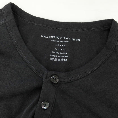【新品】マジェスティック フィラチュール オム MAJESTIC FILATURES HOMME コットン ヘンリーネック 半袖Ｔシャツ ダークグレー【 L 】【 状態ランクN 】【 メンズ 】