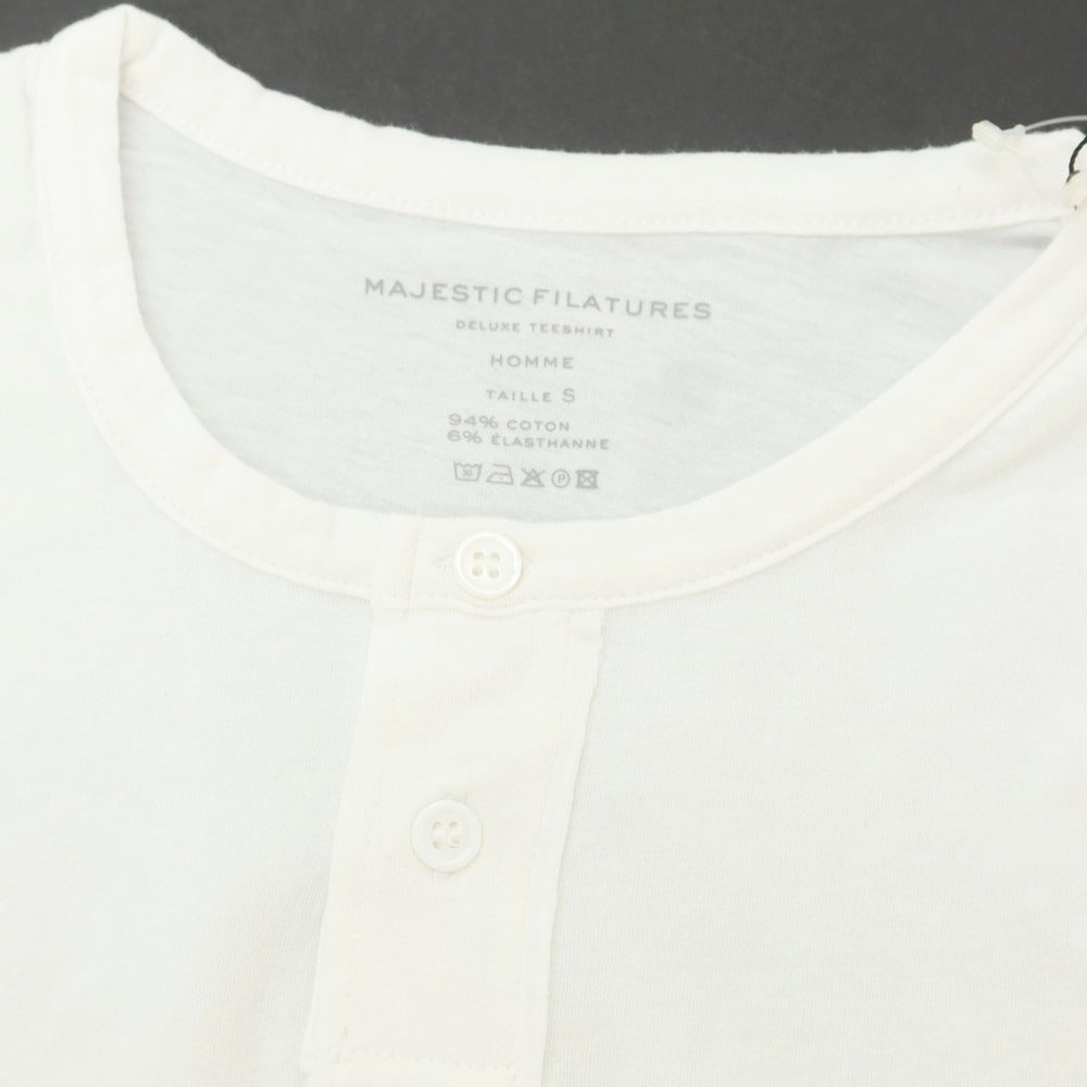【新品】マジェスティック フィラチュール オム MAJESTIC FILATURES HOMME ストレッチコットン ヘンリ―ネック 半袖Ｔシャツ ホワイト【 S 】【 状態ランクN 】【 メンズ 】