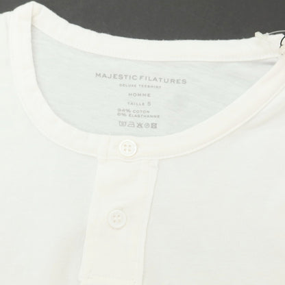 【新品】マジェスティック フィラチュール オム MAJESTIC FILATURES HOMME ストレッチコットン ヘンリ―ネック 半袖Ｔシャツ ホワイト【 S 】【 状態ランクN 】【 メンズ 】