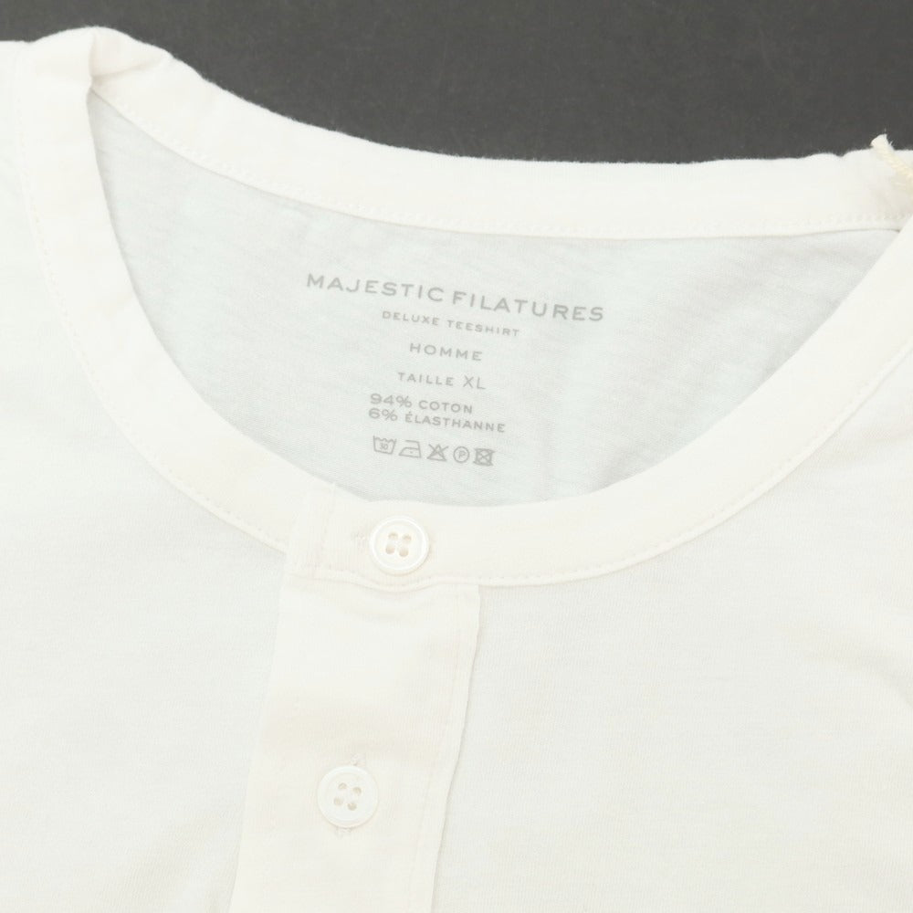 【新品】マジェスティック フィラチュール オム MAJESTIC FILATURES HOMME ストレッチコットン ヘンリ―ネック 半袖Ｔシャツ ホワイト【 XL 】【 状態ランクN 】【 メンズ 】