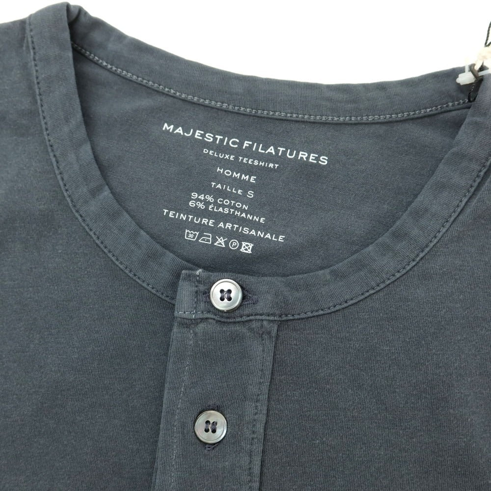 【新品】マジェスティック フィラチュール オム MAJESTIC FILATURES HOMME ストレッチコットン ヘンリ―ネック 半袖Ｔシャツ ダークグレー【 S 】【 状態ランクN 】【 メンズ 】