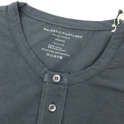 【新品】マジェスティック フィラチュール オム MAJESTIC FILATURES HOMME ストレッチコットン ヘンリ―ネック 半袖Ｔシャツ ダークグレー【 XL 】【 状態ランクN 】【 メンズ 】