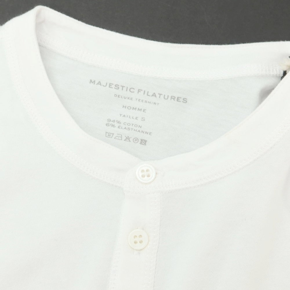 【新品アウトレット】マジェスティック フィラチュール オム MAJESTIC FILATURES HOMME ストレッチコットン ヘンリ―ネック 長袖Ｔシャツ ホワイト【 S 】【 状態ランクN- 】【 メンズ 】